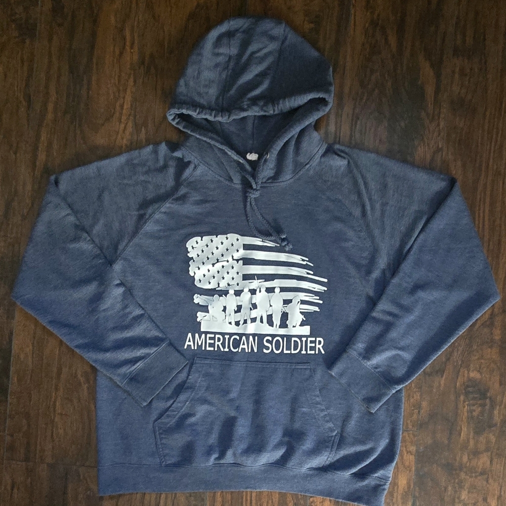 American Soldier Graphic Hoodie - Blue
